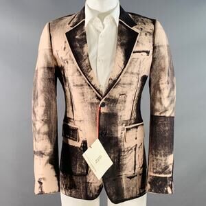 ALEXANDER MCQUEEN SS21 Size 36 Pink Black X-Ray Viscose Notch Lapel Sport Coat